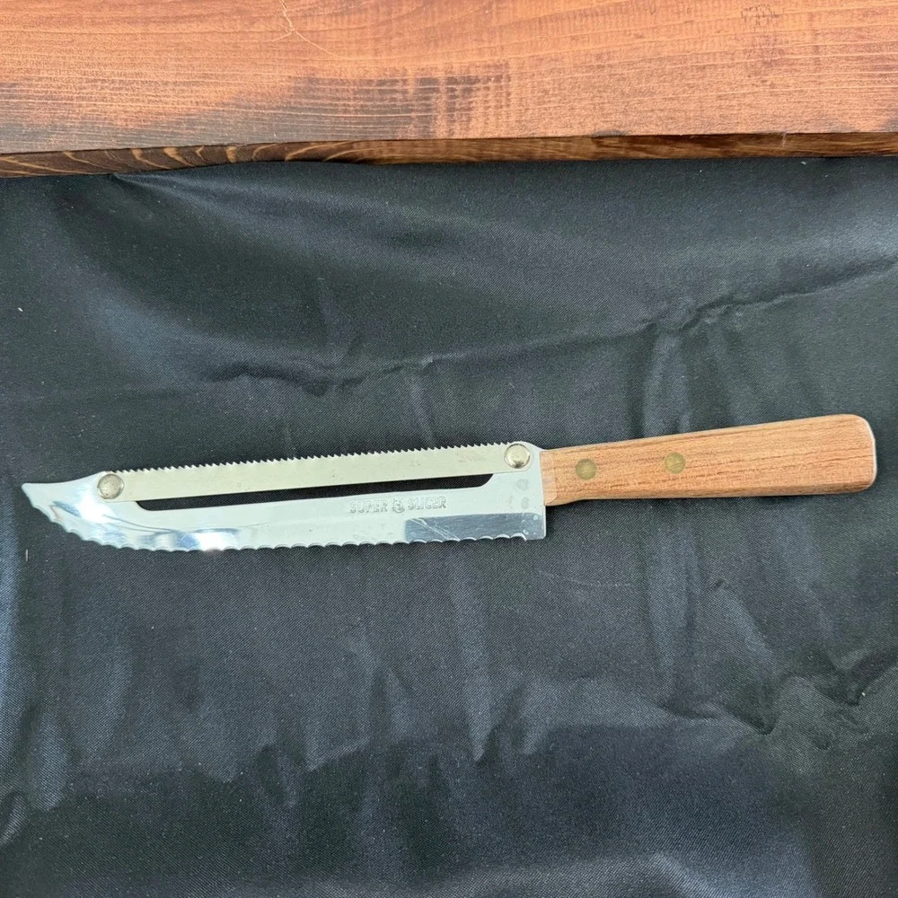 Carve-N-Saw Knife with Saw Blade Wood Handle Retro Kitchen Stainless Steel VTG